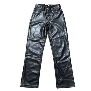 Abercrombie & Fitch the 90s black straight ultra high rise vegan leather pants s